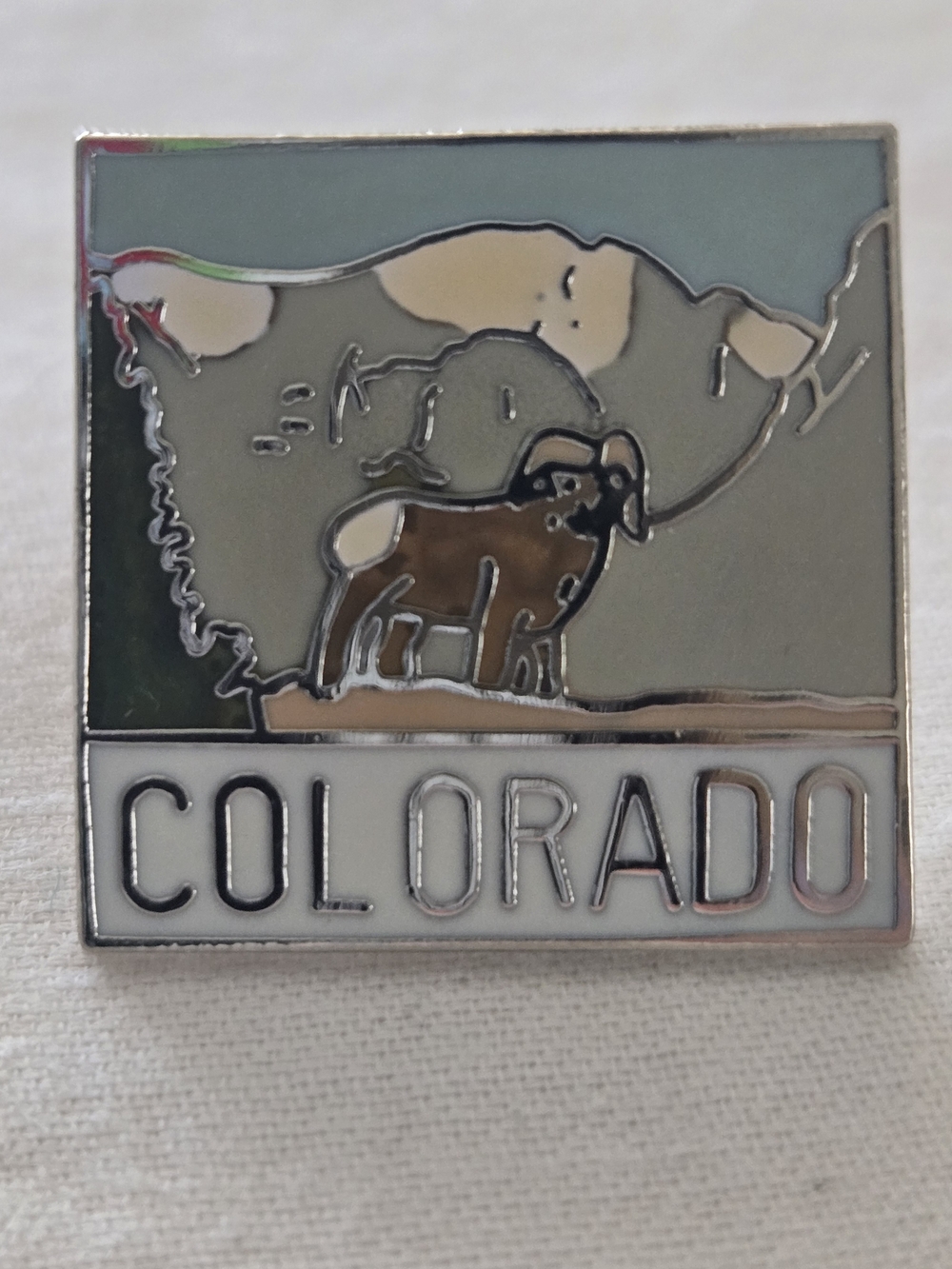 Vintage Colorado Bighorn Sheep Enamel Pin-MAFCO